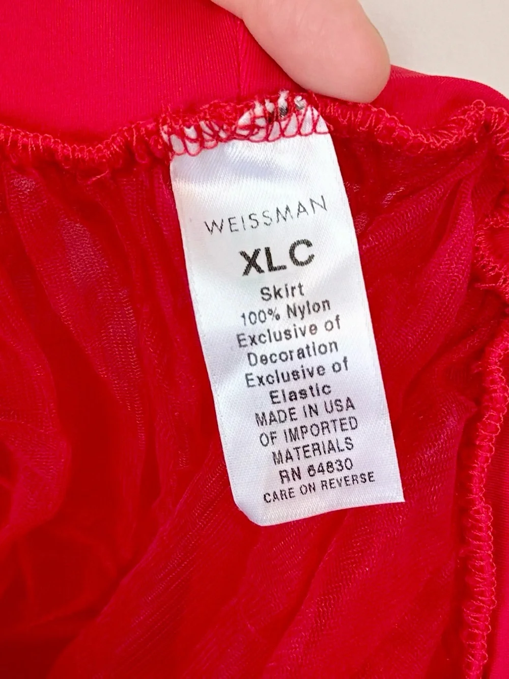 Weissman Red Tulle Dance Sequin Trim Tutu Skirt - Size: XLC